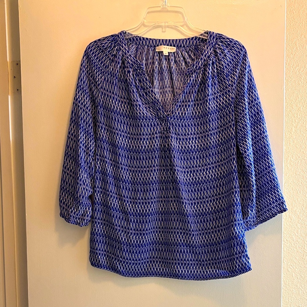 Kenar Blue Patterned Blouse